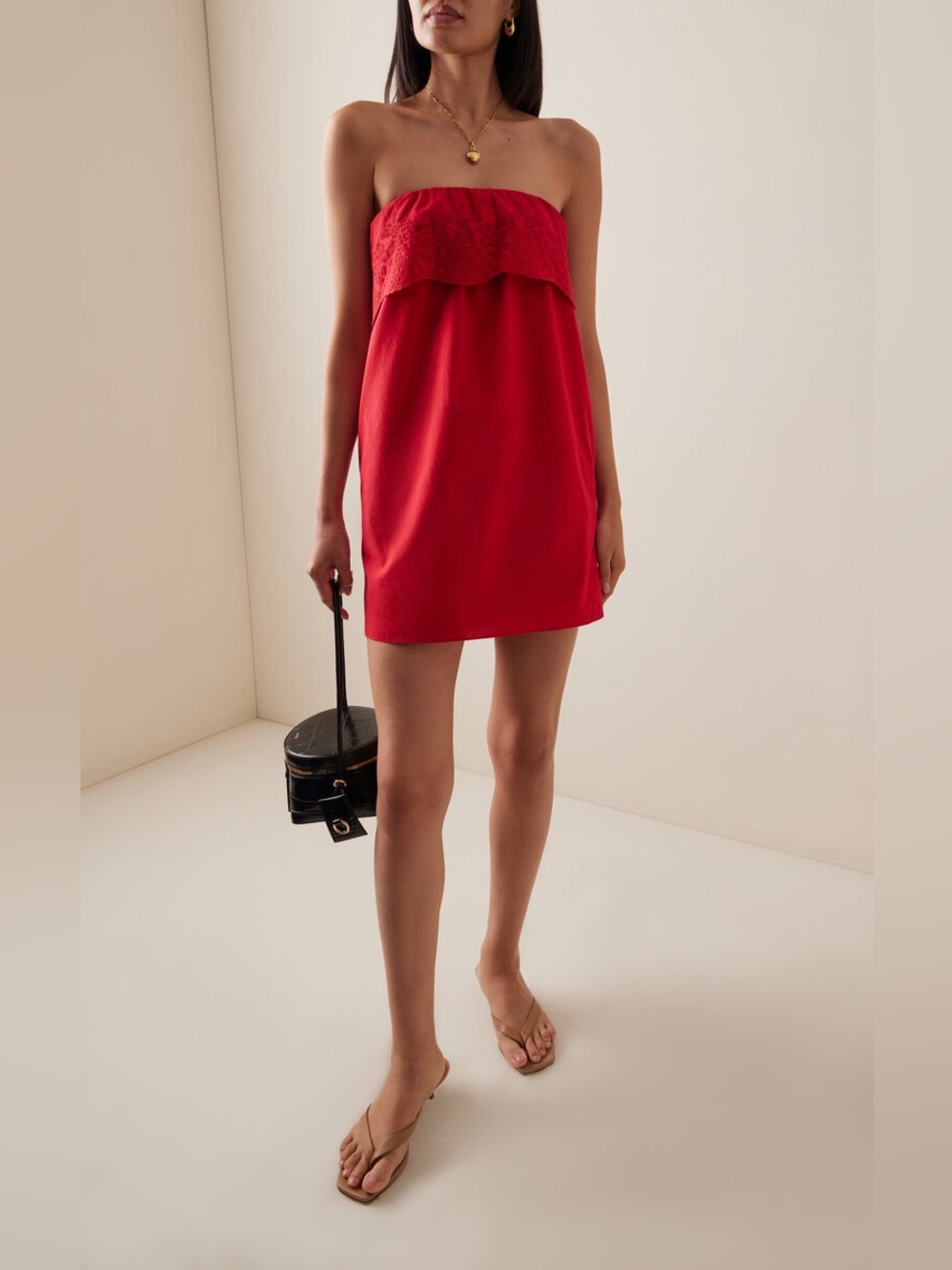 Posse Beryl Embroidered Cotton Mini Dress NWT L